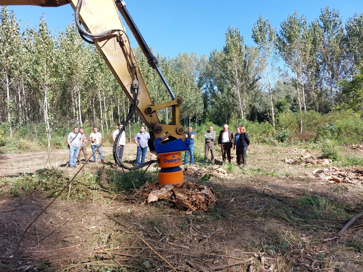Раздробяване на дървесни пънове показаха край Оряхово